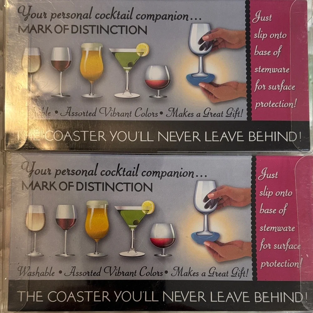 Stem Gemz Colorful Glass Identifiers Coasters 2 Packs of 2 (4 Total)
